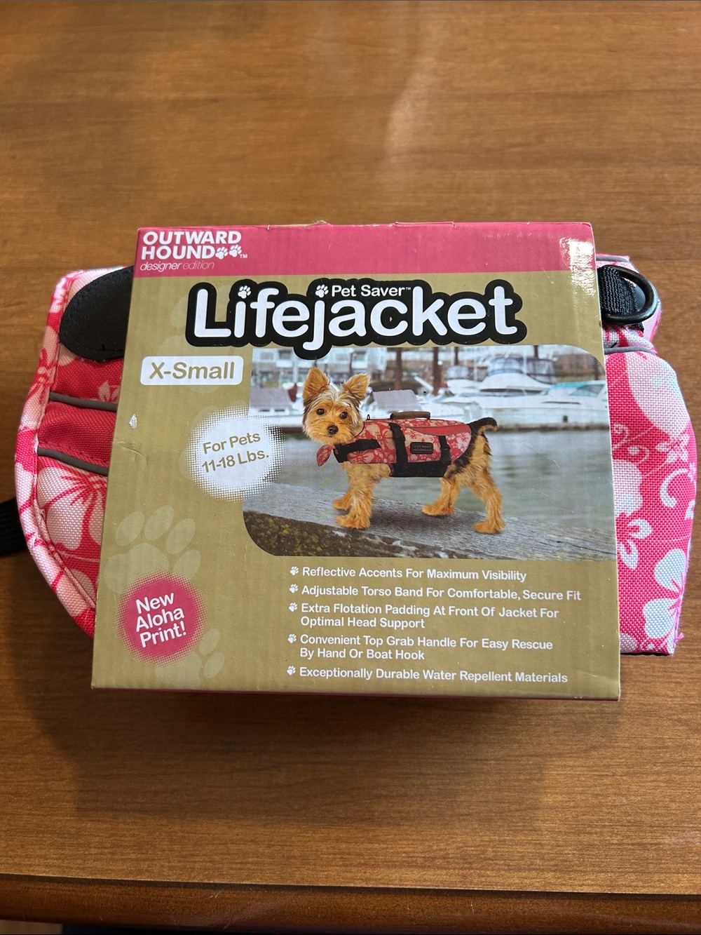 Outward Hound Pink Aloha Print Pet Lifejacket